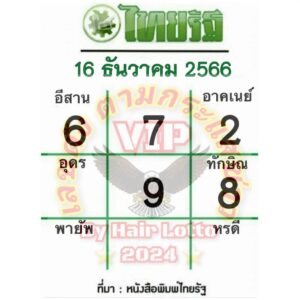 หวยไทยรัฐ 16-12-66